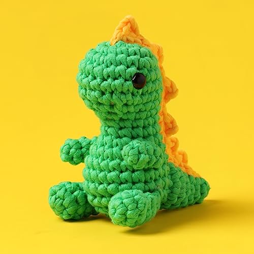 Mooaske Crochet Kit for Beginners with Crochet Yarn - Beginner Crochet Kit for Adults with Step-by-Step Video Tutorials - Crochet Kits Model Dinosaur